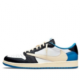 Nike Fragment Design Travis Scott Air Jordan 1 Retro Basketbalové Boty Pro Muže Modré Khaki Bílé