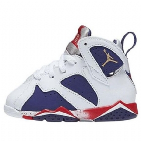 Nike Air Jordan 7 Retro Bt Basketbalové Boty Pro Děti Bílá Modrá