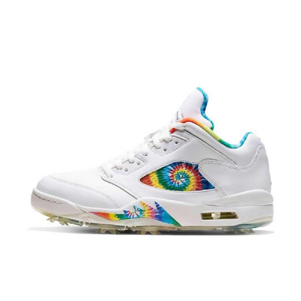Dámské Boty Nike Air Jordan 5 Low Tops Golf Tie Dye Pro Ženy Bílé