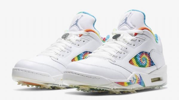 Dámské Boty Nike Air Jordan 5 Low Tops Golf Tie Dye Pro Ženy Bílé