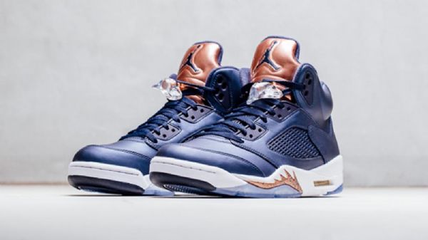 Nike Air Jordan 5 Bronzové Boty Pro Muže Tmavě Modrá