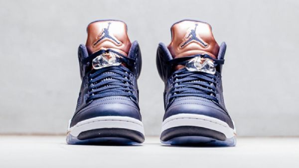 Nike Air Jordan 5 Bronzové Boty Pro Muže Tmavě Modrá