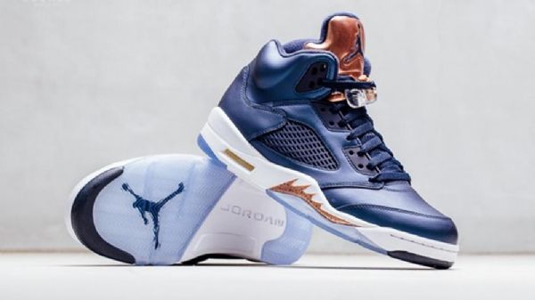 Nike Air Jordan 5 Bronzové Boty Pro Muže Tmavě Modrá