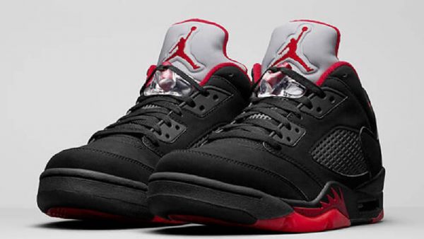 Nike Air Jordan 5 Low Tops Alternativní Boty Pro Muže Černočervené