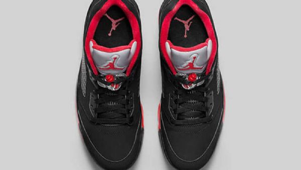 Nike Air Jordan 5 Low Tops Alternativní Boty Pro Muže Černočervené
