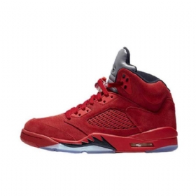 Nike Air Jordan 5 Semišové Kožené Boty Pro Muže Červené