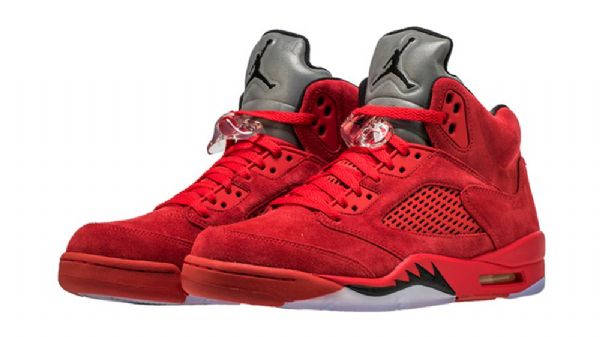 Nike Air Jordan 5 Semišové Kožené Boty Pro Muže Červené
