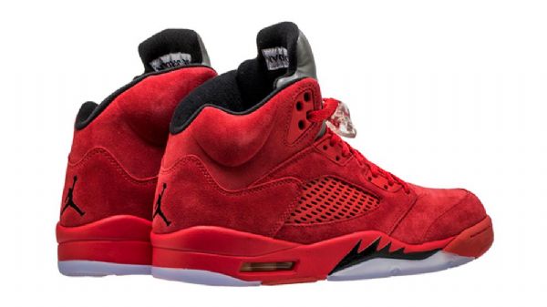 Nike Air Jordan 5 Semišové Kožené Boty Pro Muže Červené
