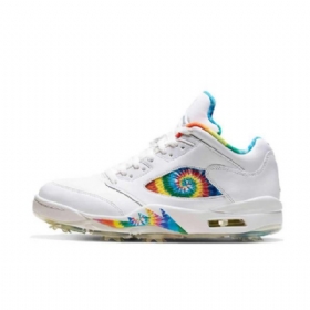 Pánské Boty Nike Air Jordan 5 Low Tops Golf Tie Dye Bílé