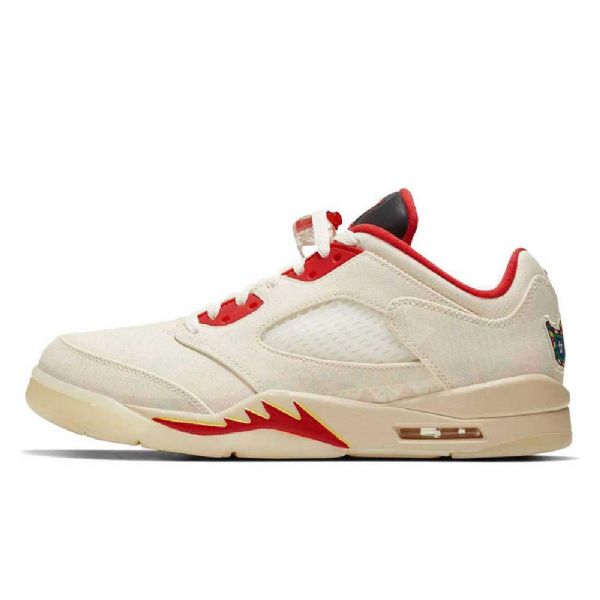 Pánské Boty Nike Air Jordan 5 Low Tops Pro Čínský Nový Rok V Khaki Červené Barvě
