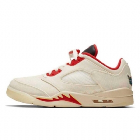 Pánské Boty Nike Air Jordan 5 Low Tops Pro Čínský Nový Rok V Khaki Červené Barvě