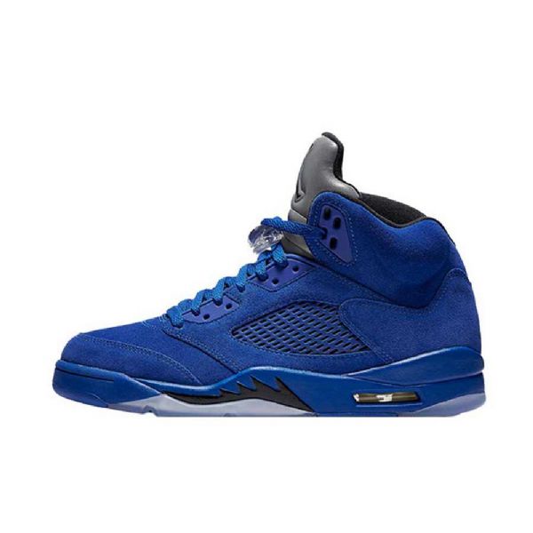 Pánské Semišové Kožené Boty Nike Air Jordan 5 Modré