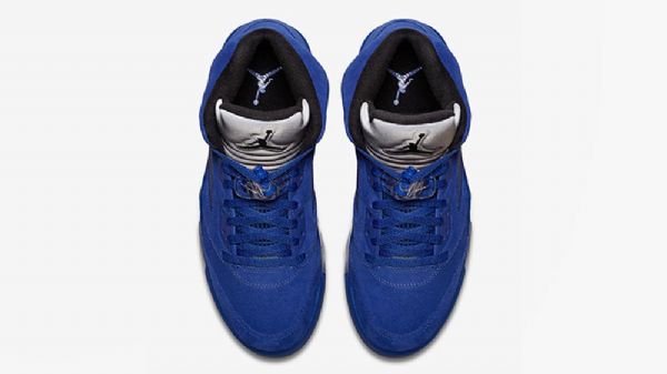 Pánské Semišové Kožené Boty Nike Air Jordan 5 Modré