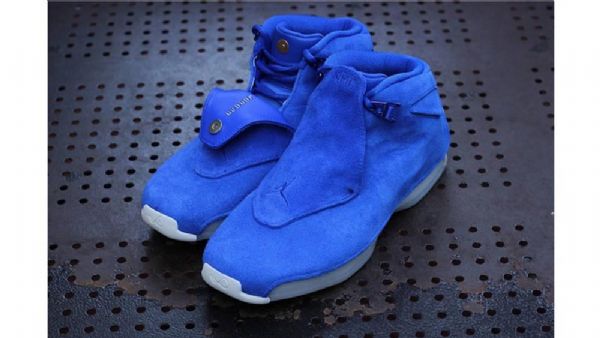 Nike Air Jordan 18 Semišové Kožené Boty Pro Muže Modré
