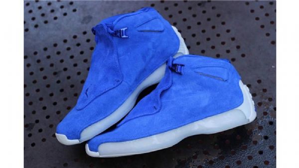Nike Air Jordan 18 Semišové Kožené Boty Pro Muže Modré